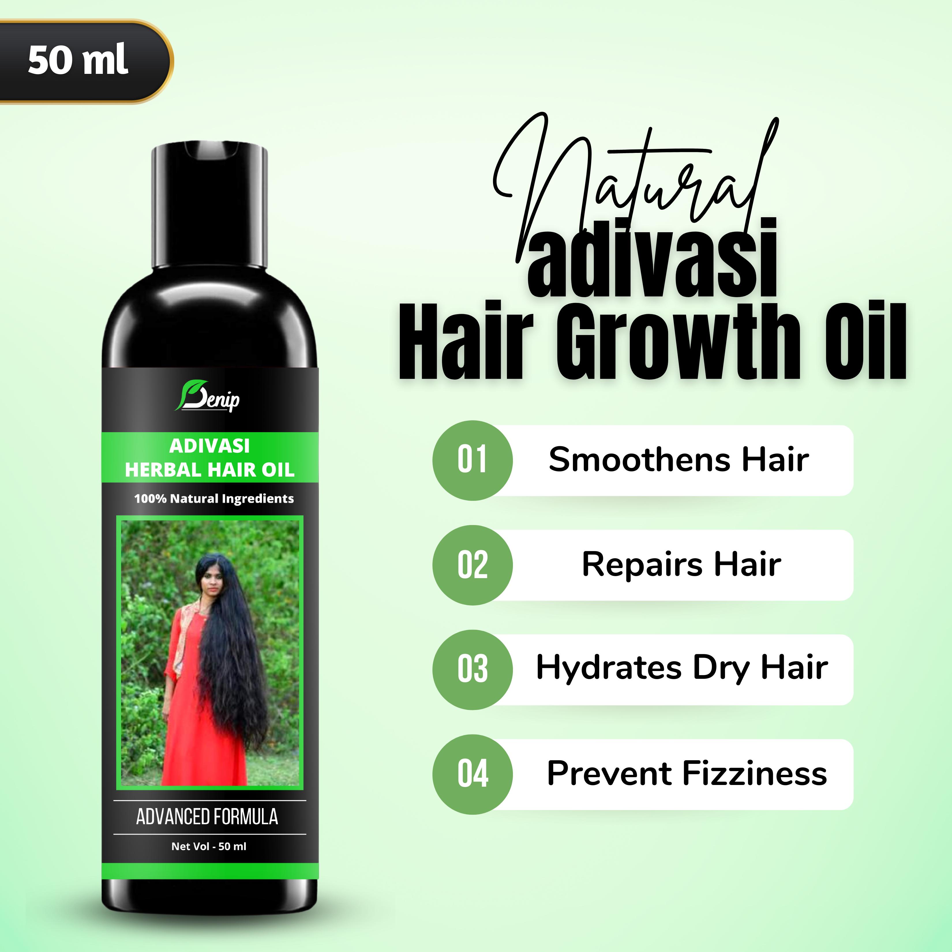 Denip Adivasi Hair Growth Oil – Herbal Roots Strengthening Elixir
