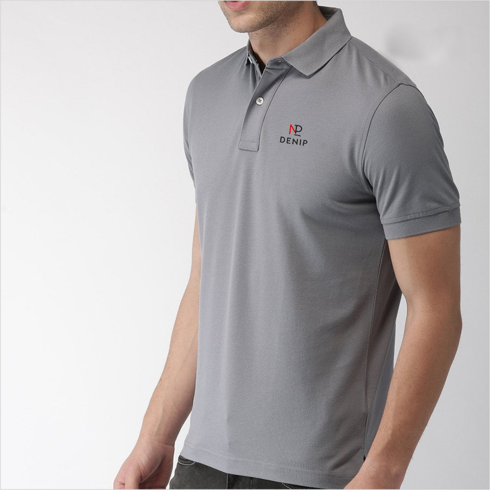 Denip Grey Polo T-Shirt for Men | Premium Matty Fabric Sports Wear Polo | Comfortable & Stylish Activewear T-Shirt